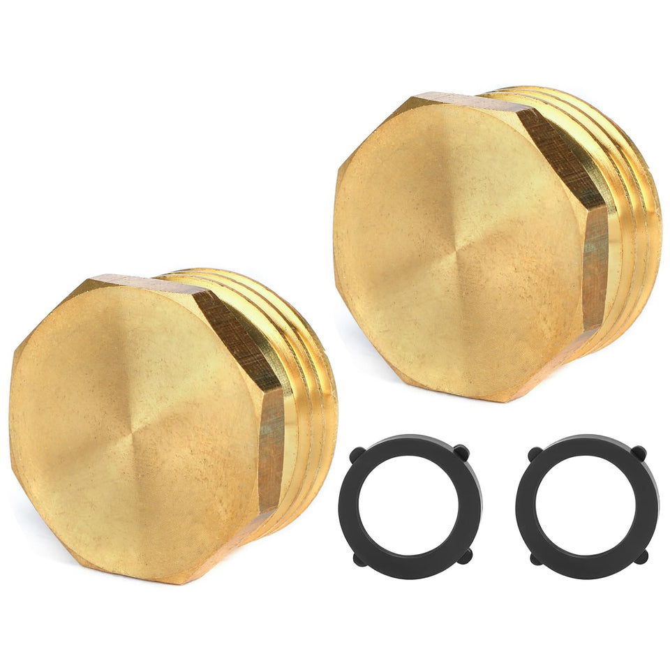 Sanpaint brass pipe plug for outer garden hose 3/4in GHT—durable end-cap prevents leaks