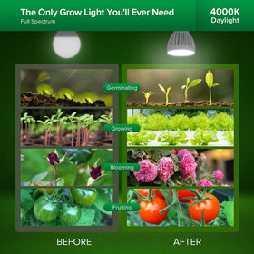 SANSI 360-degree gooseneck enables precise light angles for plants.