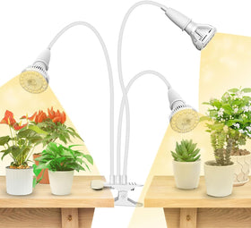 SANSI 450W full-spectrum grow light in clip-gooseneck setup for indoor plants