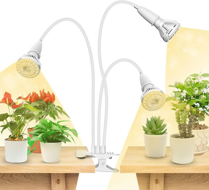 SANSI 450W full-spectrum grow light in clip-gooseneck setup for indoor plants