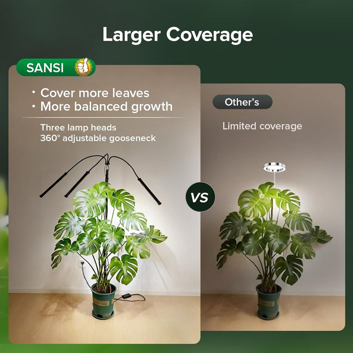 SANSI upgraded triangular stakes deliver anti-tip stability for large pots.