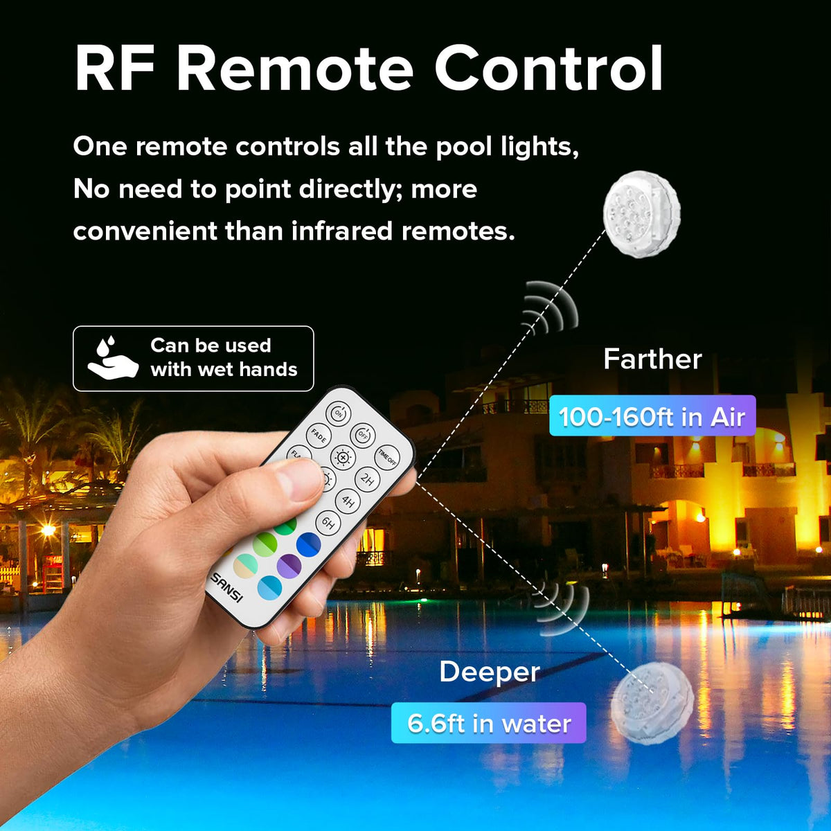 SANSI pool lights with magnetic mount for quick secure placement
