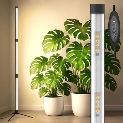 SANSI T10 full-spectrum coverage lighting a row of indoor plants for even growth