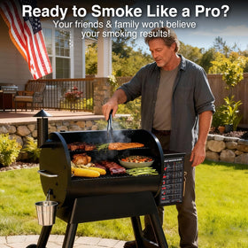 SANTAMADE large-format smoker guide offers quick reference without touching your phone.