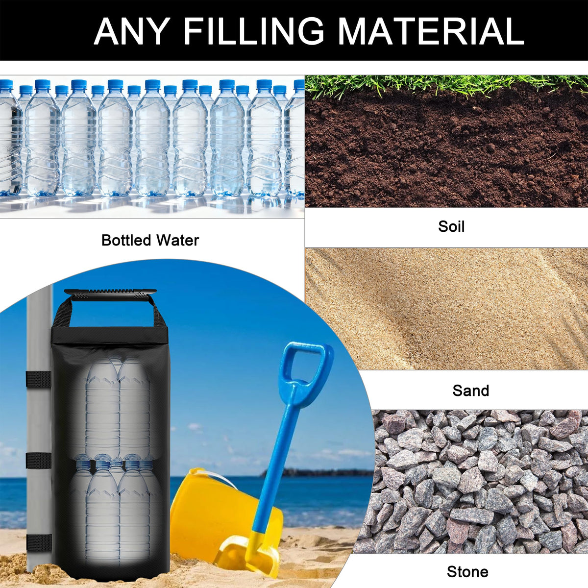 SANUMY fill with sand or pebbles for customizable anchoring