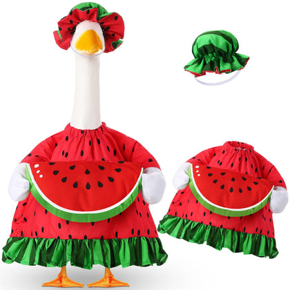 Sanwuta summer goose outfit with watermelon hat adds playful curb appeal to your garden.
