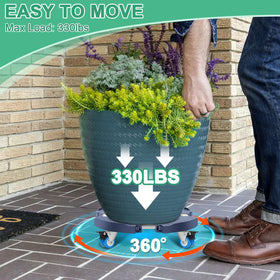Sanyi Plant Caddy with Wheels shows brake system for stable placement on windy days.