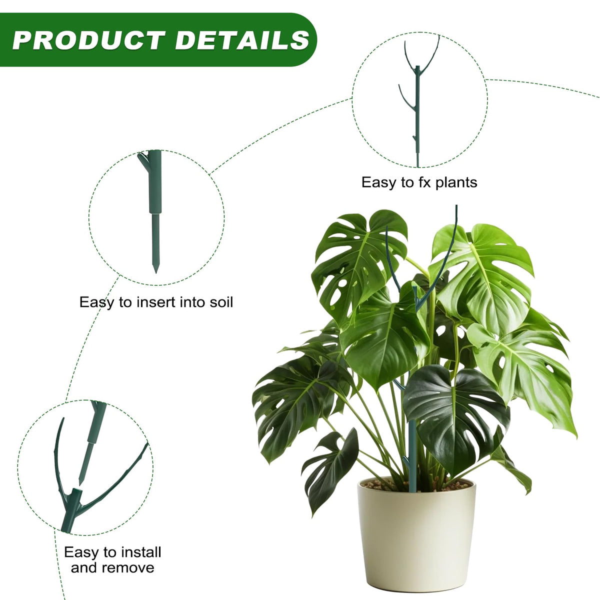 sanzkjic monstera support stake stackable height extension for tall plants