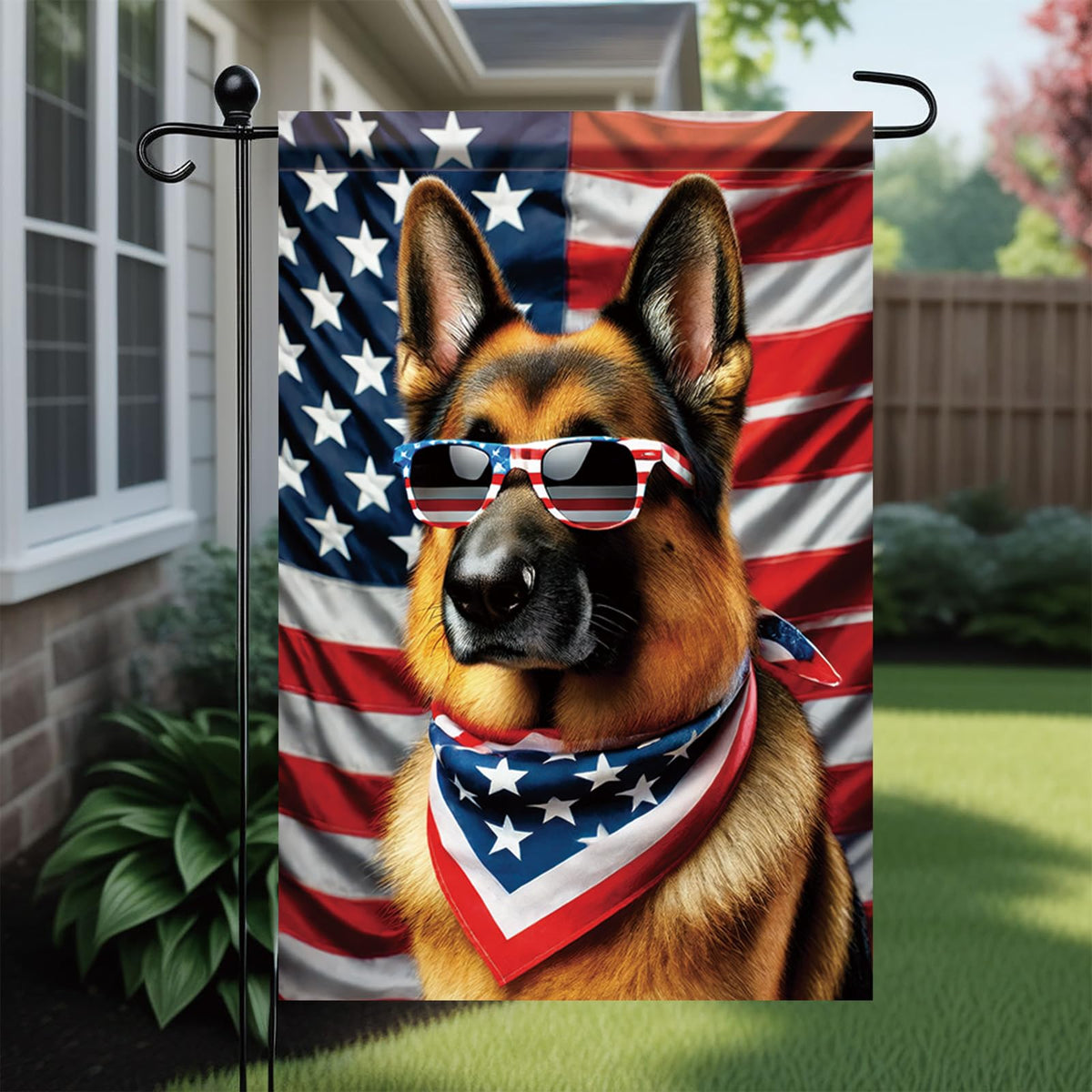 Saoplasa 12x18-inch garden flag; universal size fits most flag stands.