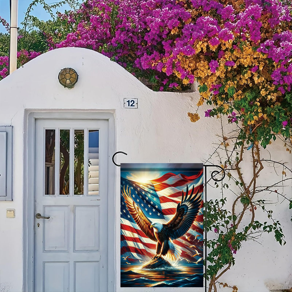 Saoplasa 12x18 yard flag perfect for gardens, patios, and lawns.