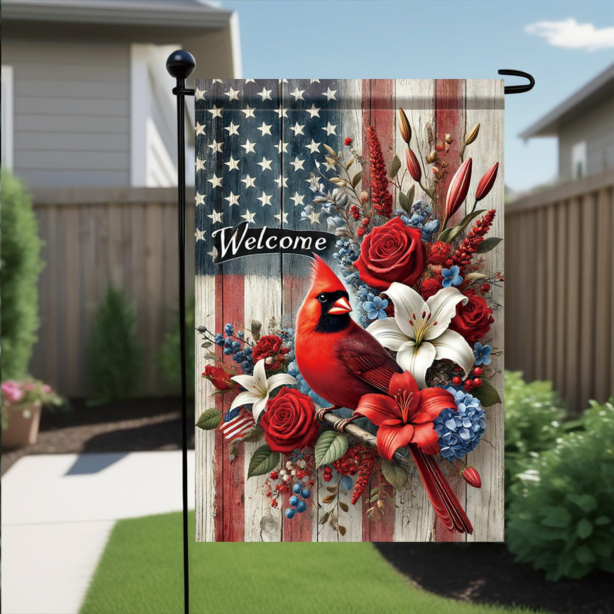 Saoplasa double-sided garden flag ensures readable text from both sides.