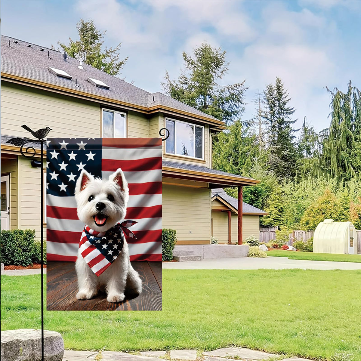 Double-sided Saoplasa patriotic flag offers full visibility from every angle
