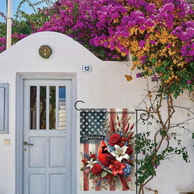 Saoplasa flag with roses and lilies adds vibrant color to gardens.