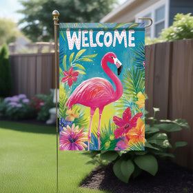 Saoplasa jungle style flamingo flag for vibrant outdoor decor