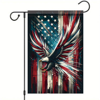 Saoplasa Patriotic 4th of July garden flag front view with bold eagle, ideal for Independence Day display.