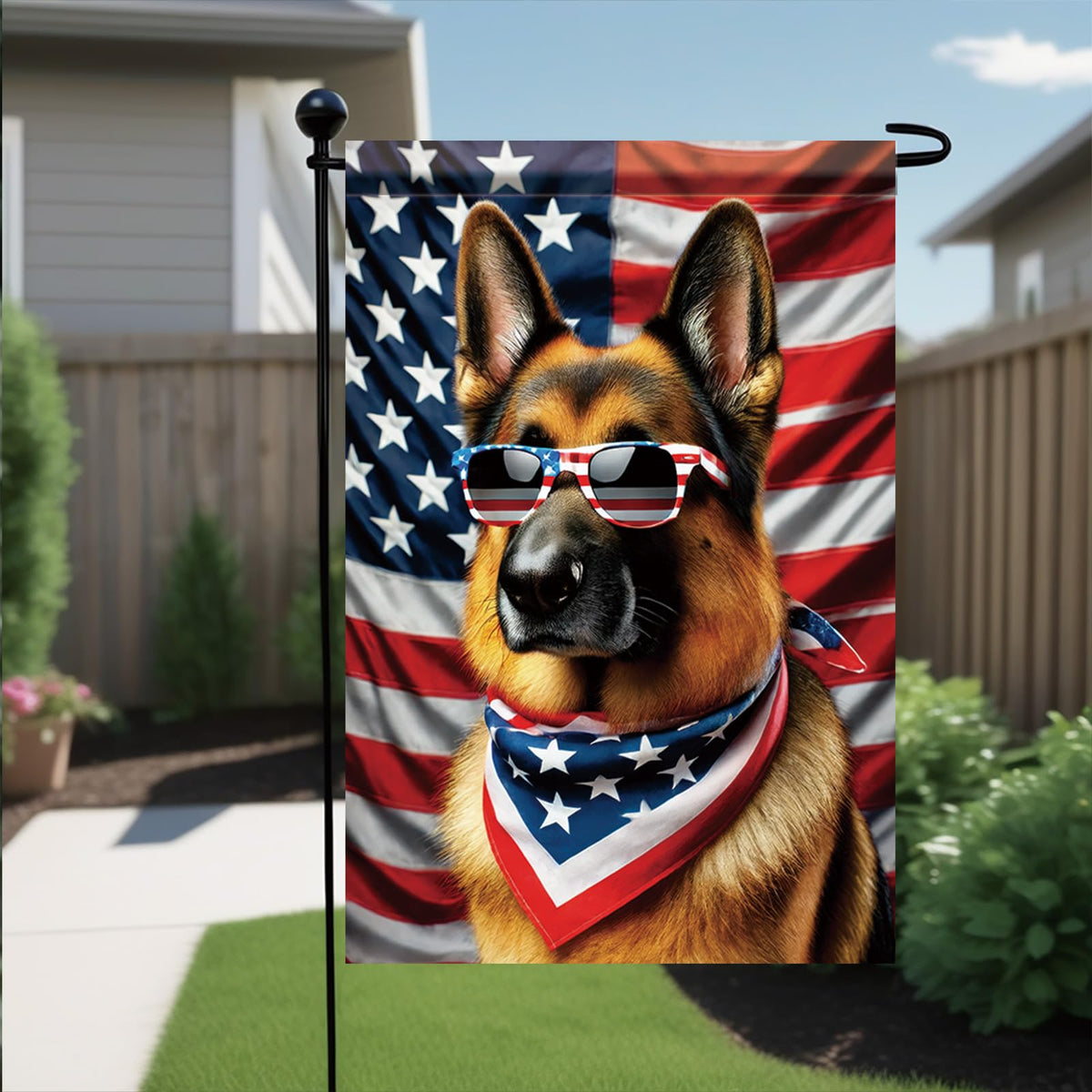 Saoplasa weather-resistant polyester flag; withstands sun and rain for outdoor use.