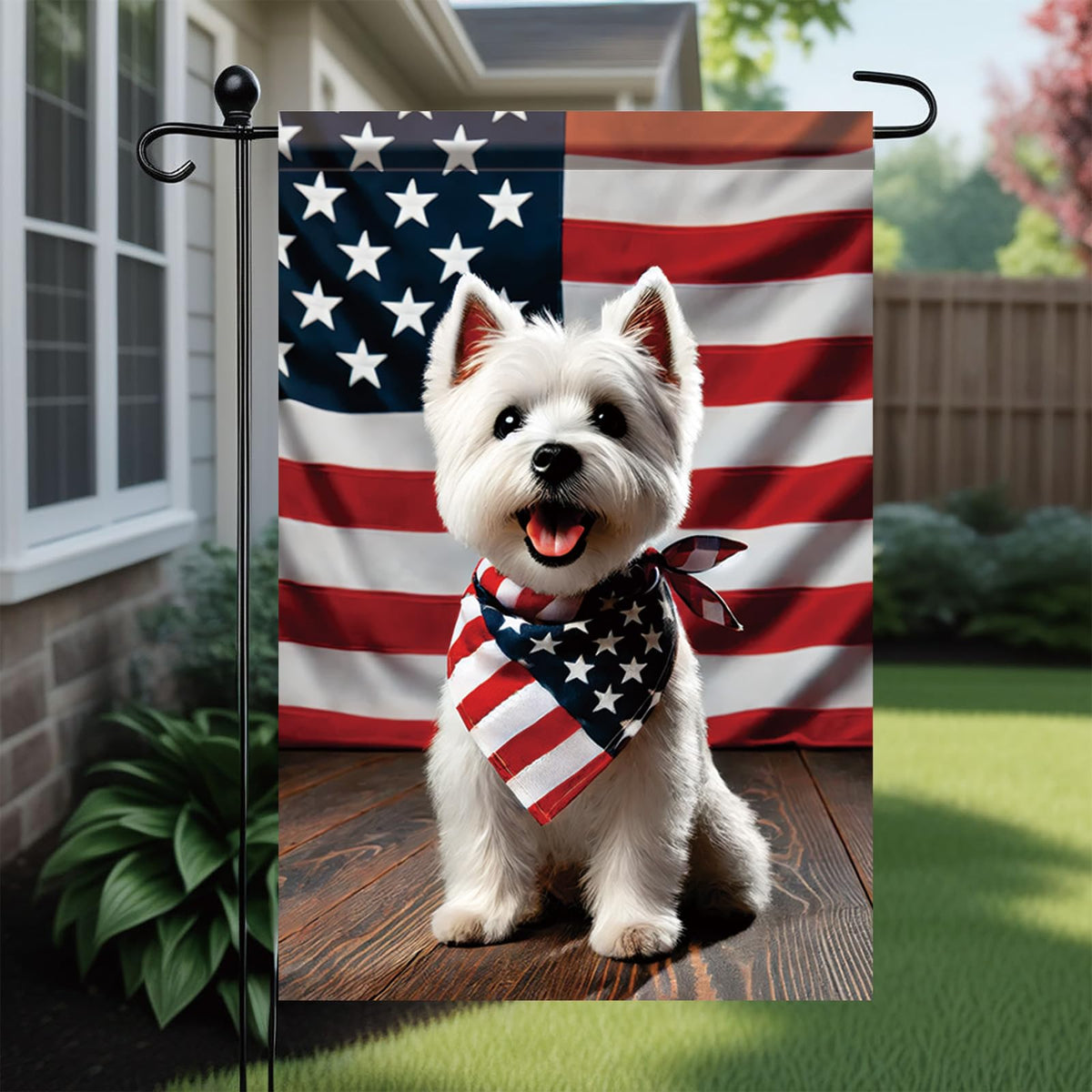 Saoplasa Westie flag with eagle and poppies for Memorial Day display