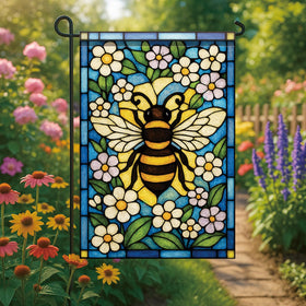 Saoplasa honeybee flag with white flowers for pollinator-friendly displays.