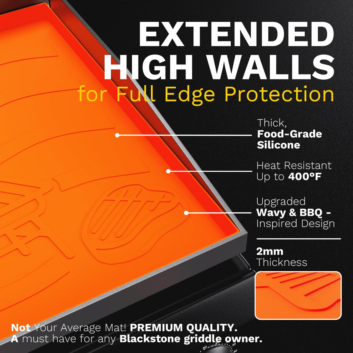Heat-resistance feature highlighted by 400F rating protecting griddle from heat.