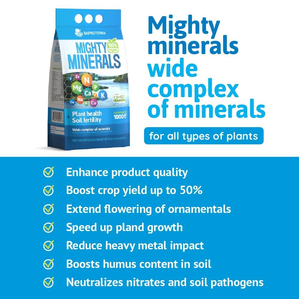 Close-up of SAPROTERRA Mighty Minerals granules for natural plant food