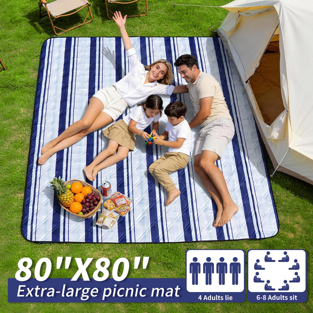 Sapsisel picnic blanket aluminum bottom layer enhances ground waterproofing.