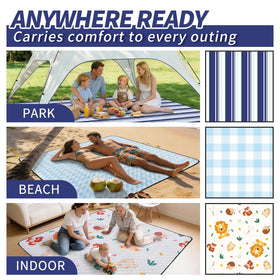 Sapsisel picnic blanket machine-washable with ultrasonic quilting for easy cleaning.