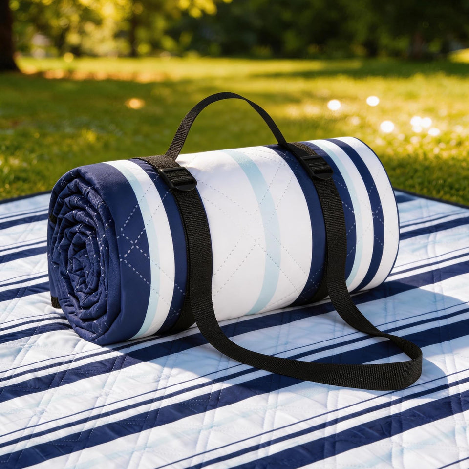 Sapsisel picnic blanket waterproof fabric close-up for spill protection outdoors.