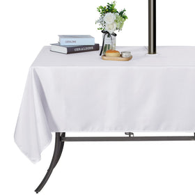SARAFLORA tablecloth with umbrella hole enables quick outdoor setup.