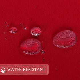 SARAFLORA washable tablecloth in red offering water resistance and easy cleanup.