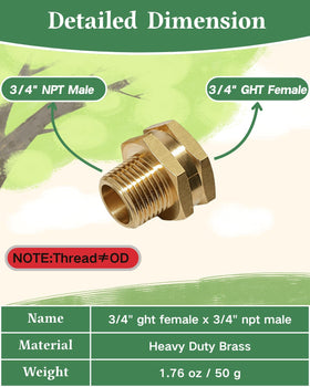 SARANICE brass adapter close-up highlighting durable brass construction for outdoor use
