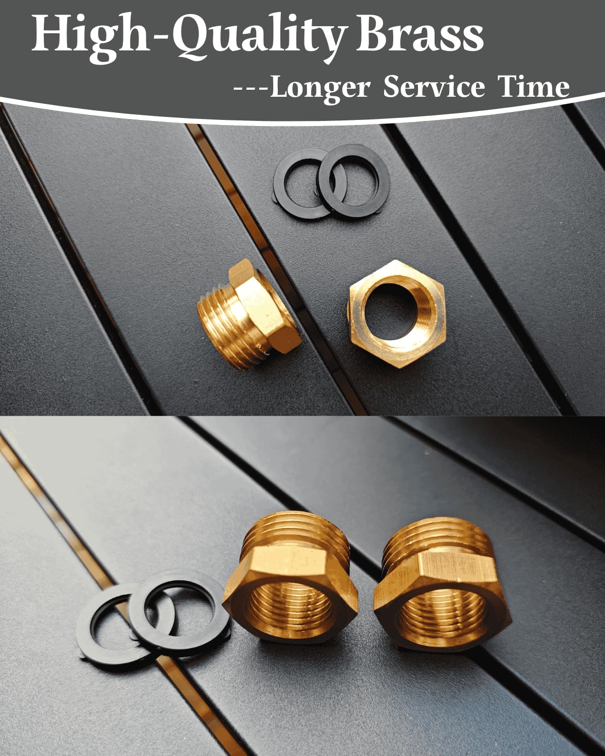 SARANICE brass adapters ready for DIY plumbing and garden tasks.