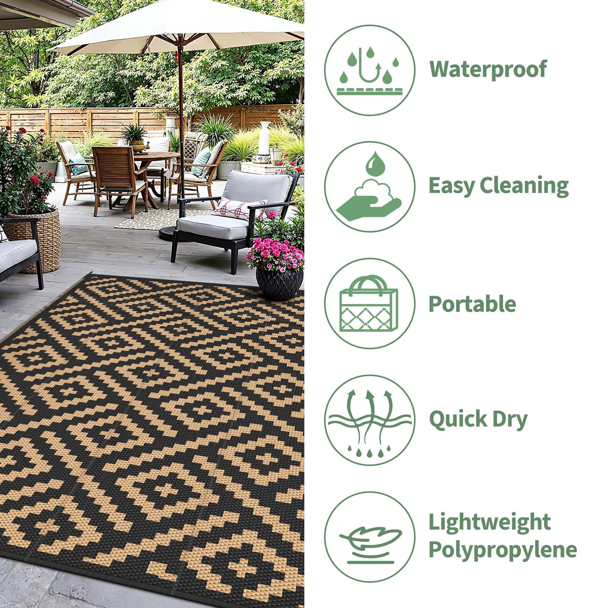 Sarben lightweight portable camping rug folds compactly for travel