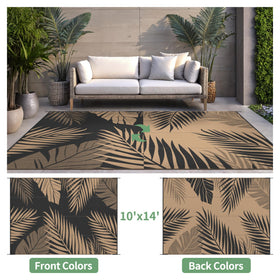 sarben outdoor rug 10x14 palm-leaf-pattern adds tropical style to outdoor gatherings
