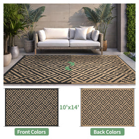 Sarben outdoor rug with reversible geometric pattern for quick style refresh.