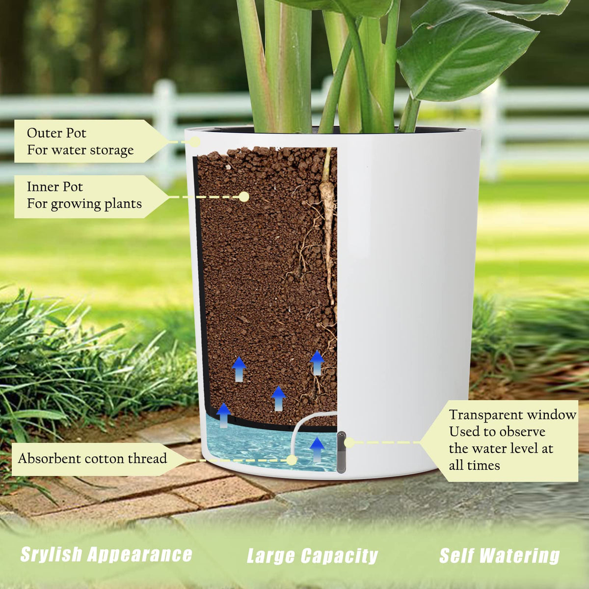 SAROSORA white modern planter design to suit any space.