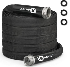 Sartis 100ft metal garden hose with dual sprayer for versatile watering
