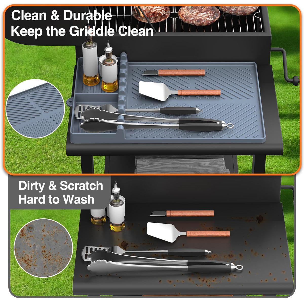 SARTNP kitchen organization mat helps keep counters clear while cooking