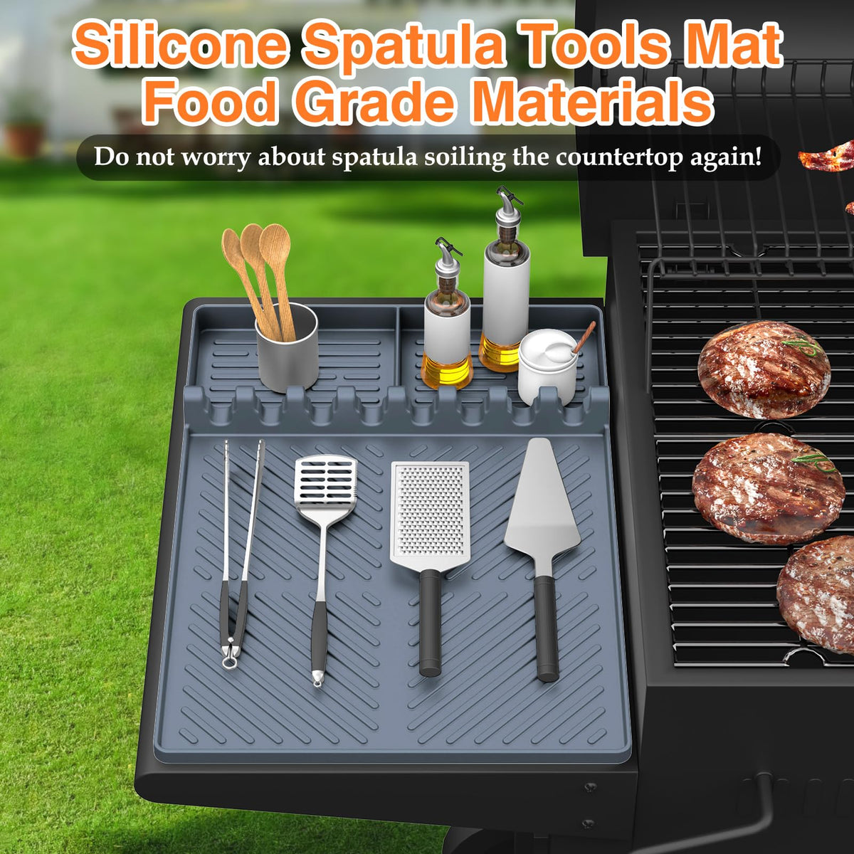 SARTNP mat with drip pad catching juices during grilling
