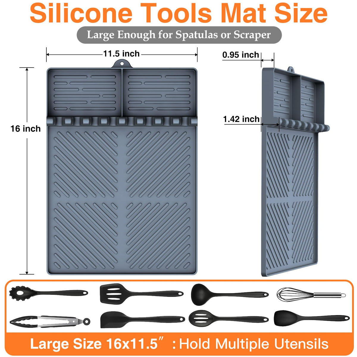 SARTNP silicone griddle-tools mat preventing scratches and stabilizing utensils
