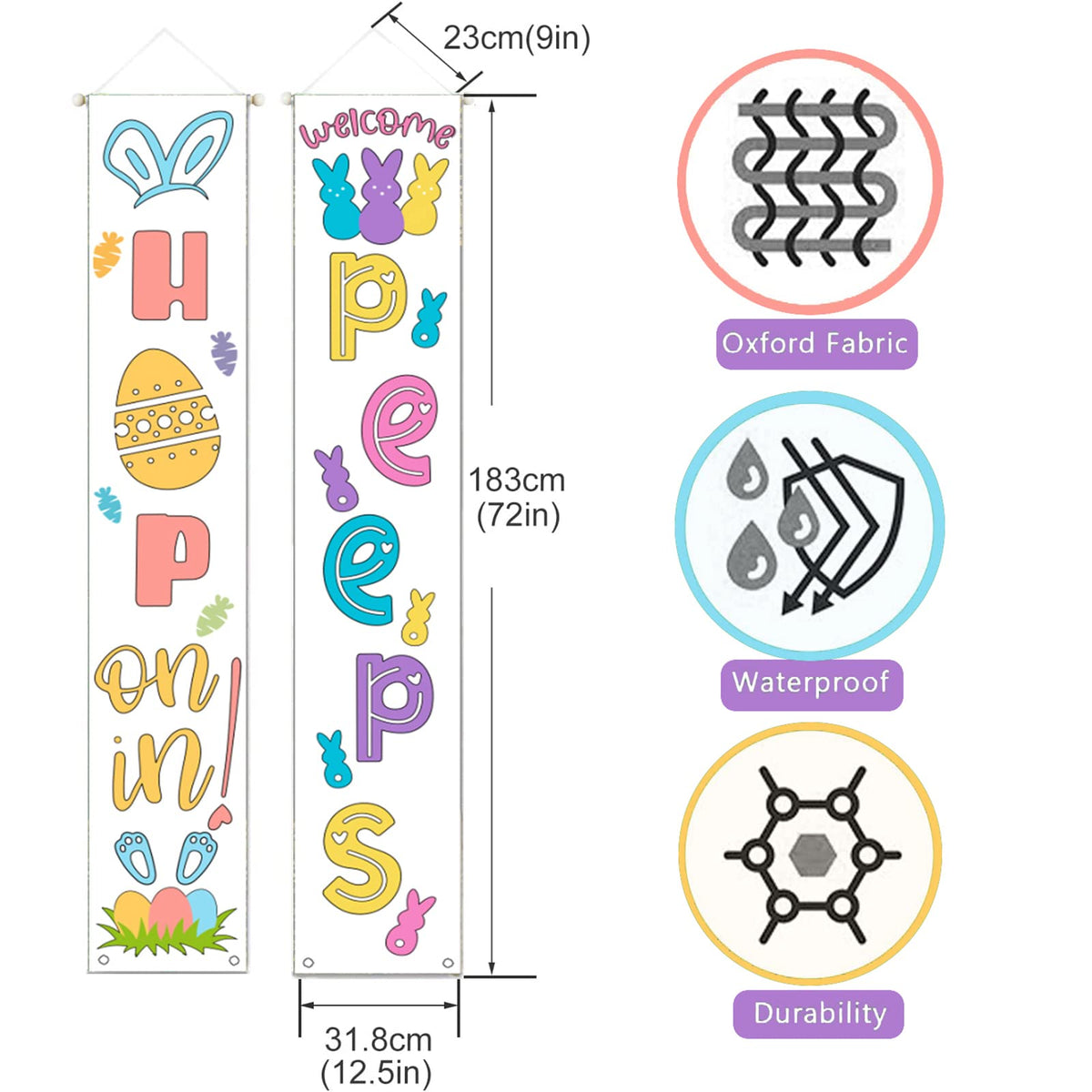 Sarybei banner with rod and string for easy hanging.