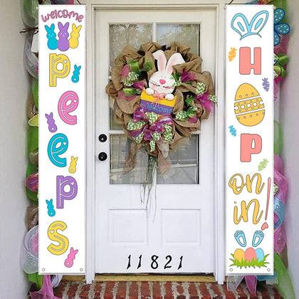 Sarybei Easter banner featuring Welcome Peeps for inviting entryway.