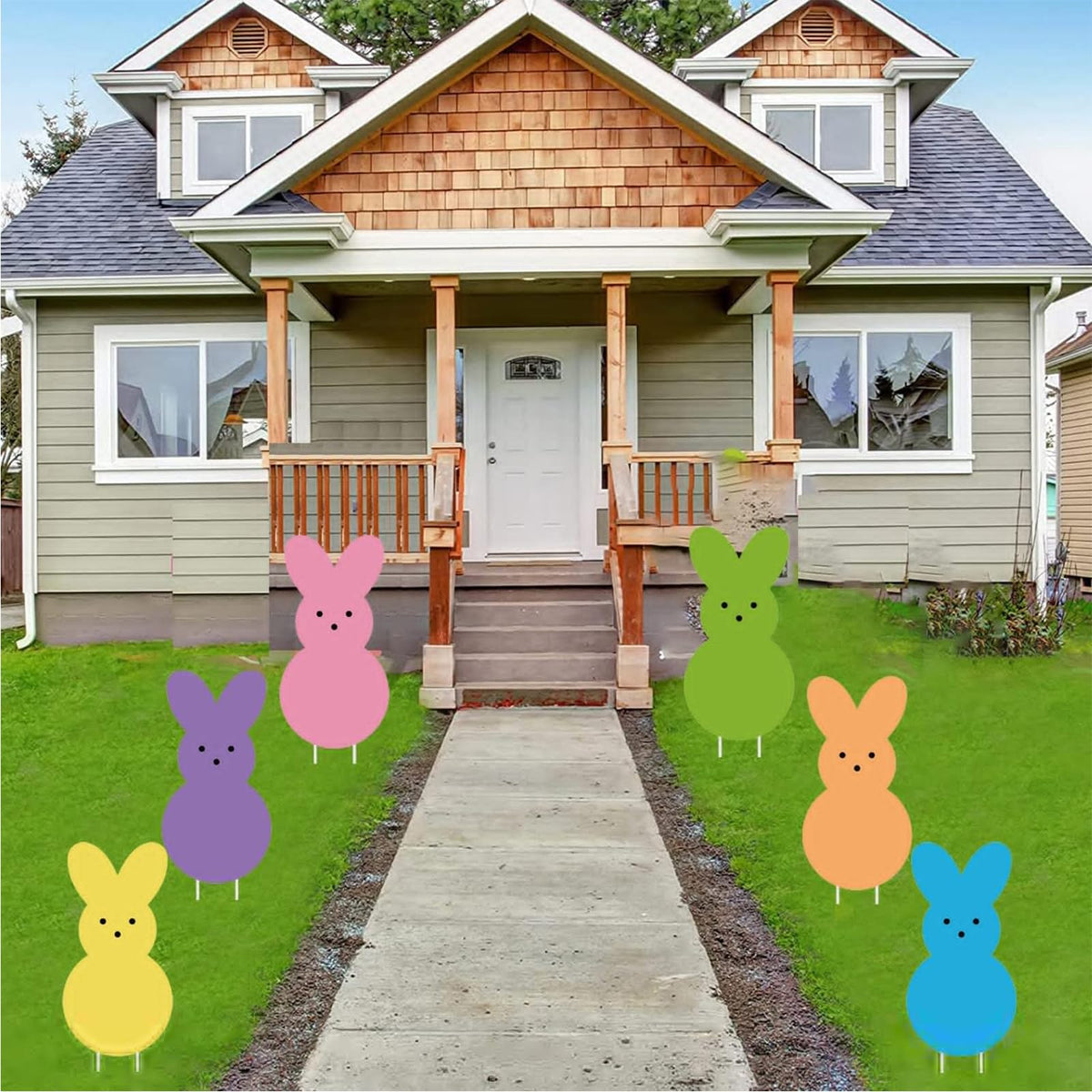 Sarybei Easter yard bunny peeps stake, colorful set, perfect for lawns and patios.