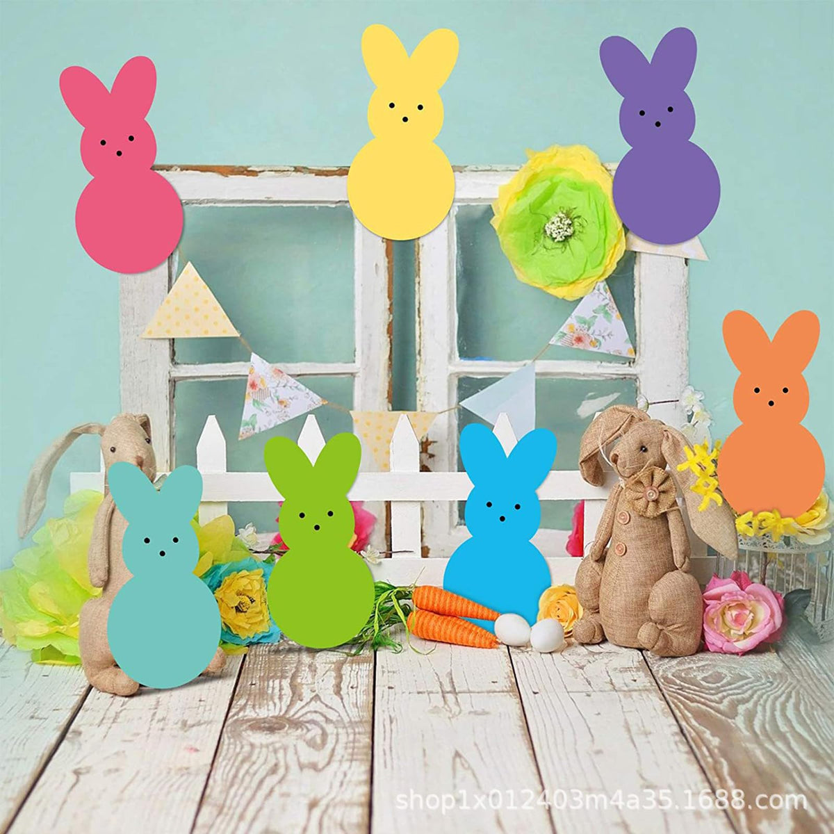Sarybei Easter yard bunny peeps stake, garden display, sturdy corrugated plastic.