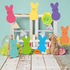 Sarybei Easter yard bunny peeps stake, garden display, sturdy corrugated plastic.