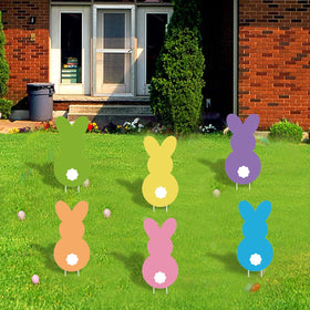 Sarybei Easter yard bunny peeps stake, ground installation, weatherproof outdoor decor.