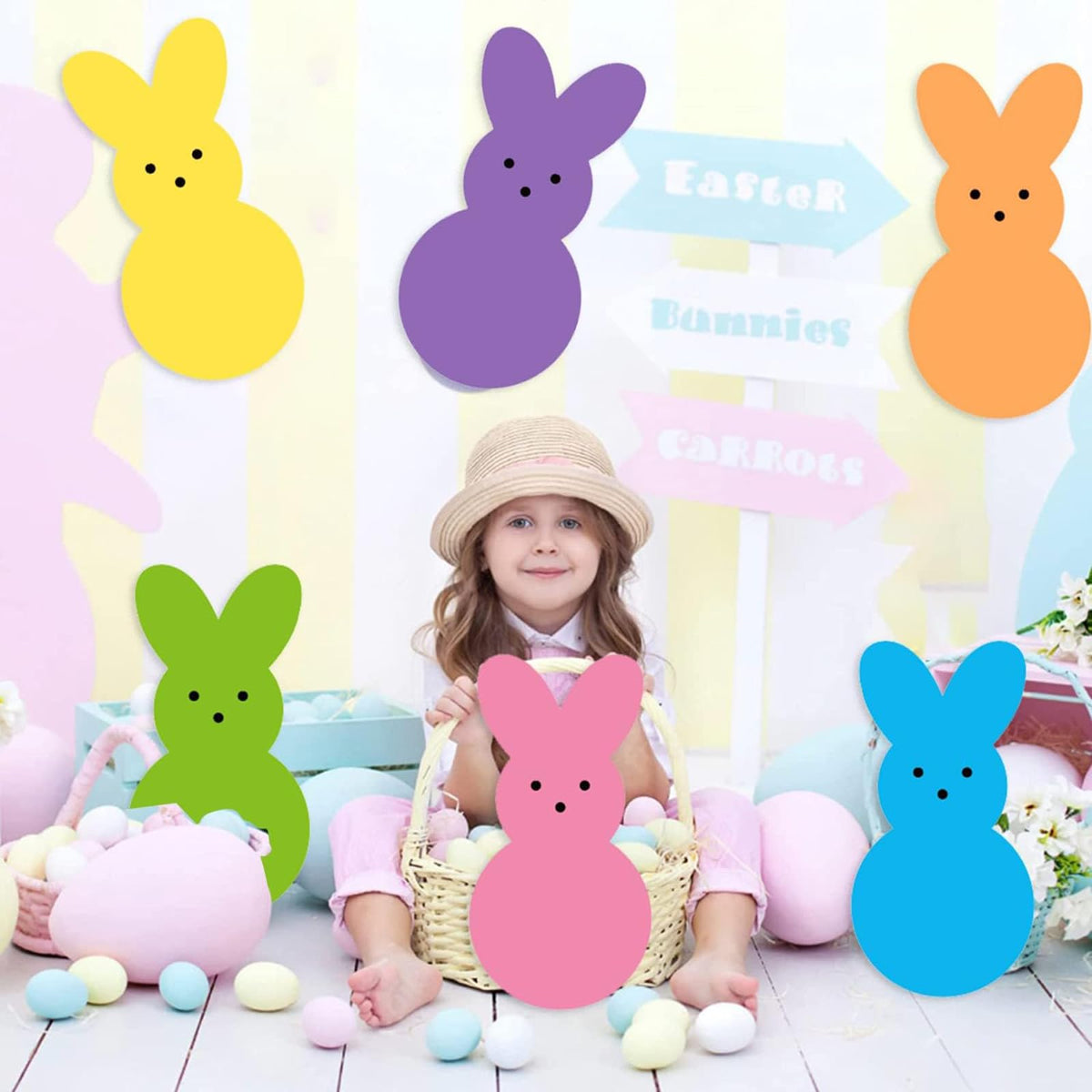 Sarybei Easter yard bunny peeps stake, set of 6, gifting-ready outdoor decor.