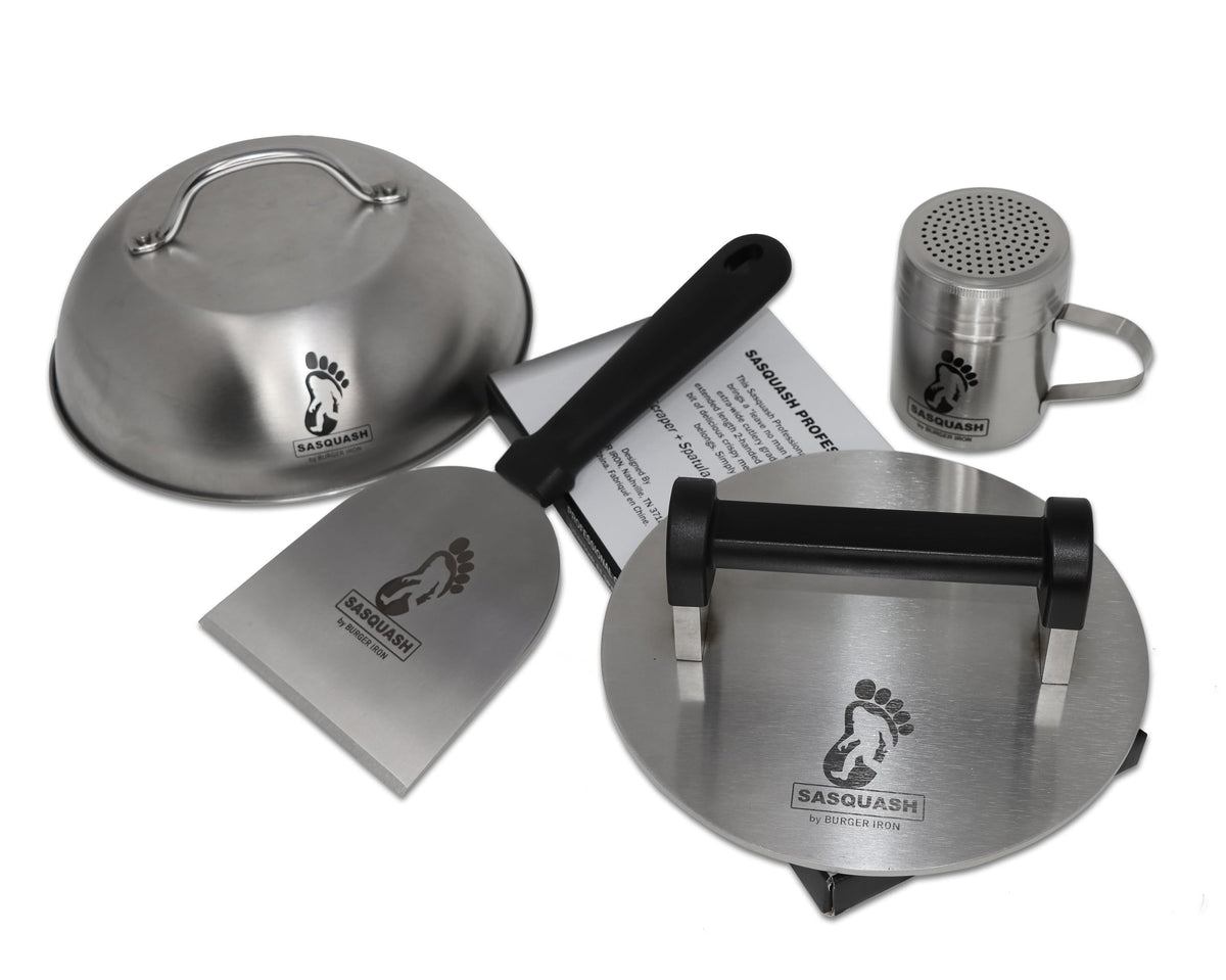 Sasquash Grill Scraper two-handed handle enhances leverage for large batches.