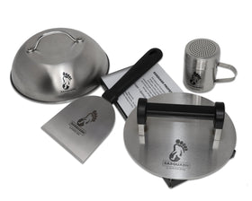 Sasquash Grill Scraper two-handed handle enhances leverage for large batches.