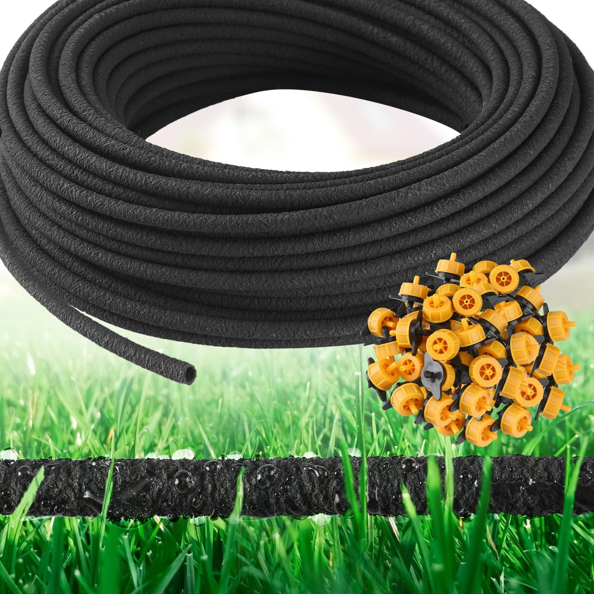 Sasylvia 200ft soaker hose ready for even garden watering and reduced waste.