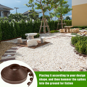 Sasylvia flexible edging demonstrates curved installation capability for straight or curved lines.